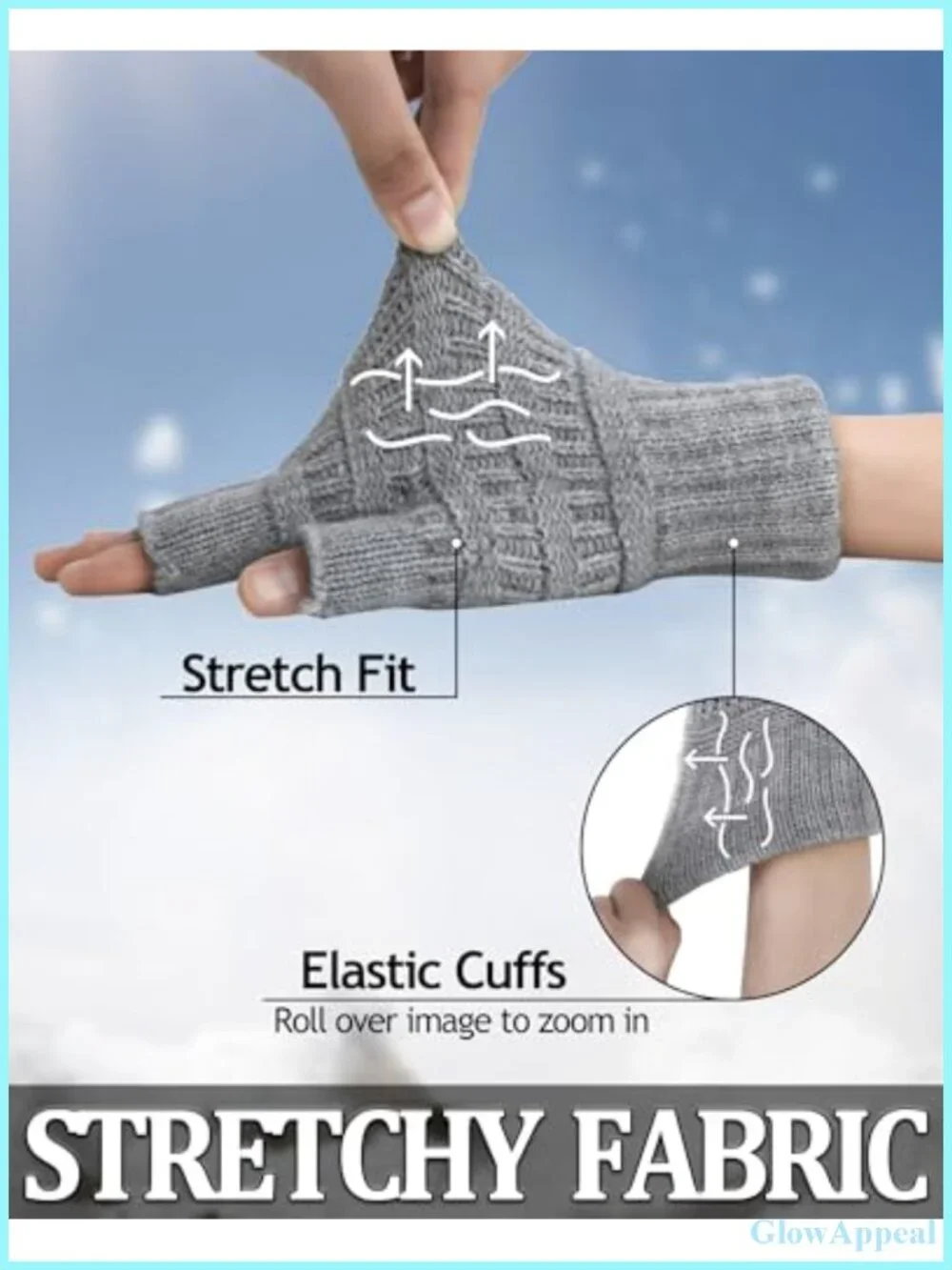2 Pairs Fingerless Gloves for Women Winter Warm Knitted Gloves with Fleece